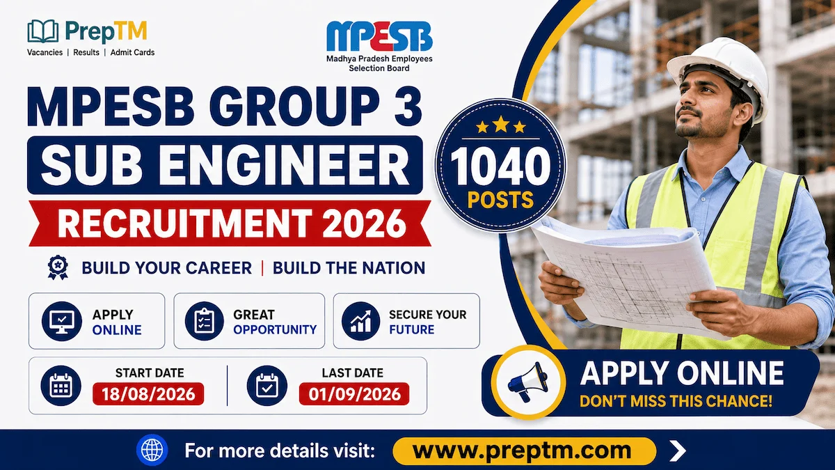 MPESB Group 3 Sub Engineer Recruitment 2026: Apply Online for 1040 Posts
